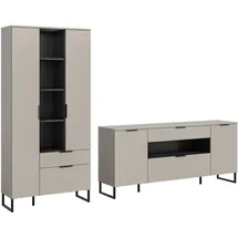 Möbel Kraft Wohnwand - creme ¦ Maße (cm): B: 240 H: 192