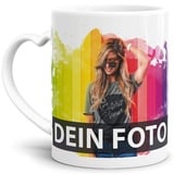 Tasse selbst individuell gestalten/Personalisierbar mit eigenem Foto Bedrucken/Fototasse/Motivtasse/Werbetasse/Firmentasse mit Logo/Valentin Tasse mit Herzhenkel