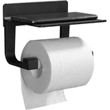 Toilettenpapierhalter aus Aluminium, rostfreier Toilettenpapierständer, wandmontierter Toilettenpapierhalter ohne Bohren, schwarzer