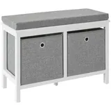 SoBuy FSR81-HG Sitzkommode Sitzbank mit Stauraum Schuhbank mit Sitzfläche Schuhtruhe mit 2 grauen Körben Weiß, bht ca.: 70x50x30cm - grau - mind. 14 Tage Rückgaberecht - Weiß