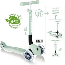 GLOBBER Junior Foldable Lights Eco 3-Wheels-Scooter, Farbe:Pistazie - Silber