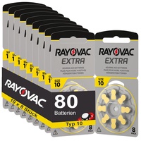 80 Hörgerätebatterien Rayovac Extra Typ 10 10x8 Stück
