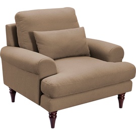 exxpo - sofa fashion Sessel mit Schaumstoffflocken-Füllung, Holzfüßen und inklusive Zierkissen beige