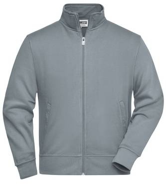 Workwear Sweat Jacket Sweat-Jacke mit Stehkragen und Reißverschluss grau, Gr. L