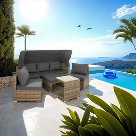 Tectake San Marino Aluminium Rattan Lounge grau