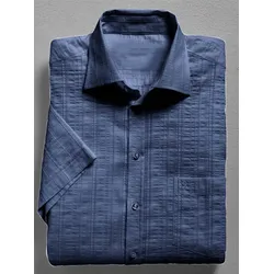 Kurzarmhemd CLASSIC, Herren, Gr. 47/48, Normalgrößen, blau (jeansblau), 72% Baumwolle, 28% Polyamid, unifarben, körpernah, Kurzarm, Hemden