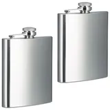 Relaxdays Flachmann 2er Set, 200ml - Silber