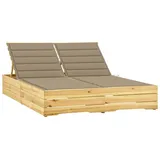 Doppelliege Gartenliege Sonnenliege Holzliege Mit Taupe Auflagen Kiefernholz