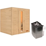 Woodfeeling KARIBU Sauna Anja Fronteinstieg, 9 kW Saunaofen mit Steuerung