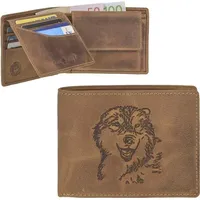 GREENBURRY Vintage Sternzeichen Geldbörse Leder 12 cm wolf Braun Herren