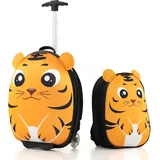 GOPLUS 2 TLG. Kinderkoffer mit Rucksack Kinder Reisekoffer Set Kinder Trolley Kinder Gepäck (Tiger)