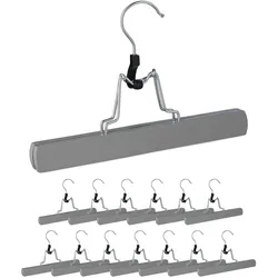 Relaxdays Hosenspanner Holz, 14er Set, 360° drehbarer Haken, Filzschutz, HBT: 17 x 25 x 3 cm, Kleiderbügel Hose, grau