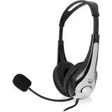ewent EW3565 Kopfhörer, mit USB-Mikrofon, Weiß/Schwarz