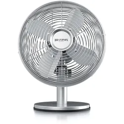 Brandson Tischventilator, mobiler Lüfter, oszillierend 80°, Ventilator mit 3 Geschwindigkeitsstufen, Robustes Voll-Metallgehäuse, Neigung ca. 40°
