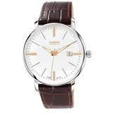 DUGENA Herrenuhr 7000167 Festa, Quarz, Bicolor, Edelstahl, Saphirglas, Leder