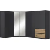 Rauch Möbel Eckkleiderschrank, Grau, Eiche Artisan, 8 Fächer, 2 Schubladen, 208x197x298 cm, Blauer Engel, Goldenes M, BQ - Bündnis für Qualität, Made in Germany, Schrankfront mit Spiegel, Schlafzimmer, Kleiderschränke, Eckschränke
