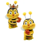 Dekohelden24 Dekofigur Bienenpaar mit Honigtopf 5 x 5 x 9 cm Bunt/Gelb/Schwarz
