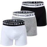 JACK & JONES Kurze Boxershorts weiss/light grey melange L 3er Pack