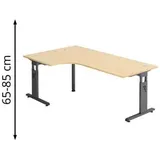 Hammerbacher Gradeo höhenverstellbarer Schreibtisch ahorn L-Form, C-Fuß-Gestell grau 200,0 x 80,0/120,0 cm