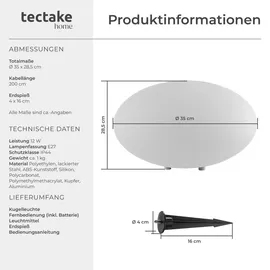 Tectake Kugelleuchte Luminous Eye, LED, mit Fernbedienung - Leuchten, Außenbeleuchtung, Außenleuchten