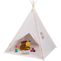 Relaxdays Spielzelt, mit Bodenmatte Beige,Hellbraun