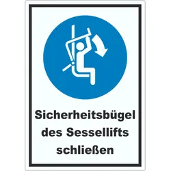 HB-Druck Sicherheitsbügel des Sessellifts schließen Aufkleber A5 (148x210mm)