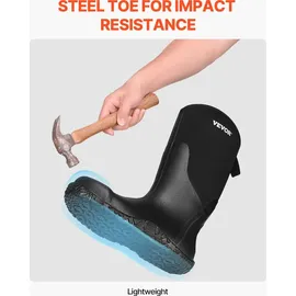 Vevor Gummistiefel mit Stahlkappe Schutzschuhe, wasserdichte Regen-Angelstiefel, rutschfeste Arbeitsschuhe für den Außenbereich, für Fertigung, Bau, Landwirtschaft, Größe 12 US