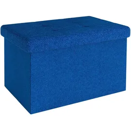 Intirilife Faltbare Sitzbank 49x30x30 cm in OZEAN BLAU - Sitzwürfel mit Stauraum aus Stoff mit Mulden - Sitzcube Fußablage klappbare Aufbewahrungsbox Truhe Sitzhocker