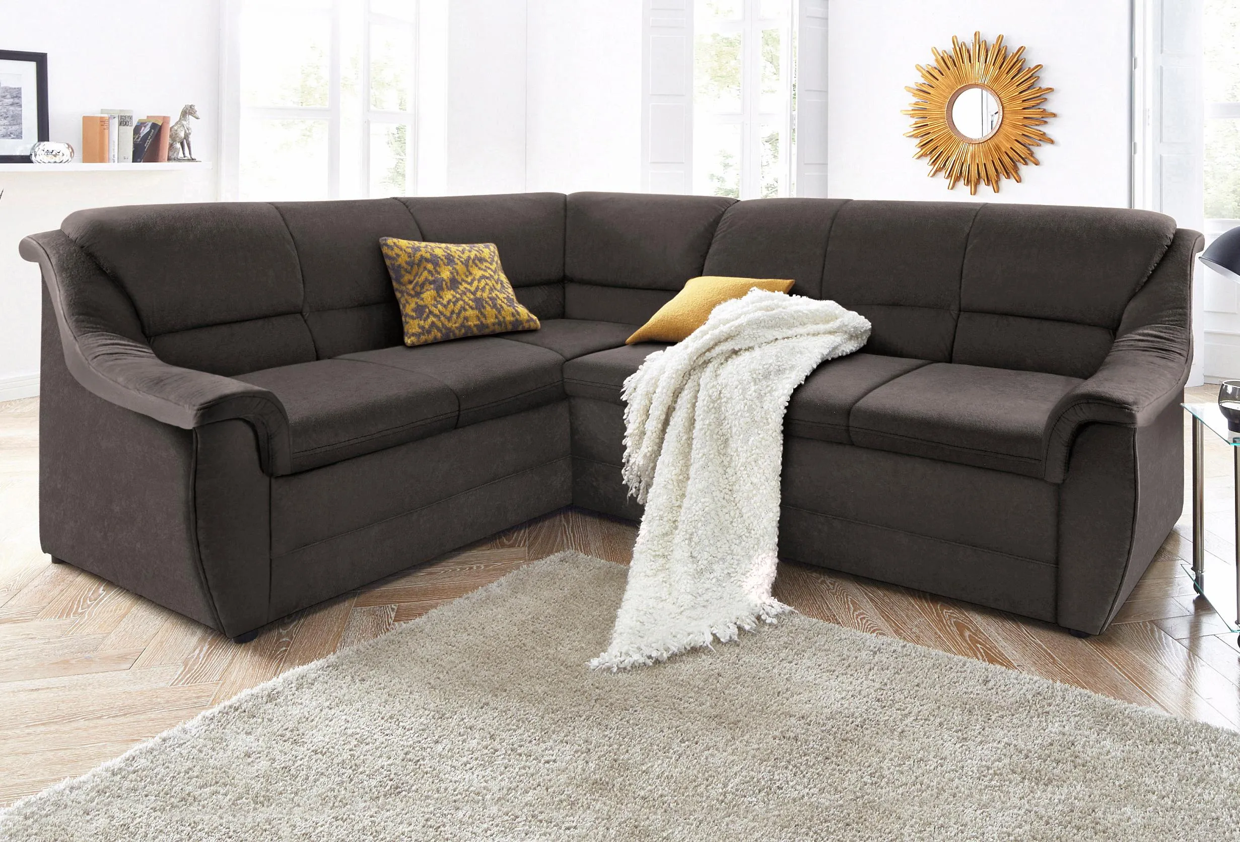 DOMO collection Ecksofa »Lale L-Form«, mit langem Schenkel, wahlweise mit Bettfunktion DOMO collection anthrazit