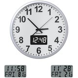 KWANWA Modern Wanduhr Ohne TickgeräUsche,12H Digitale LCD/LED-Zeitanzeige,digitaler Kalender-und Temperaturanzeige,batteriebetrieben,30.5cm,für KüChe Schlafzimmer BüRo