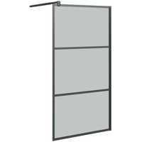 vidaXL Duschwand für Walk-In Dusche Duschabtrennung Duschtrennwand Duschkabine Duschtür Eckeinstieg Trennwand 100x195cm Dunkel ESG Glas Schwarz