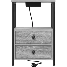 vidaXL Nachttisch mit Ladestation Grau Sonoma Holzwerkstoff