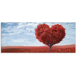 Glasbild ARTLAND "Baum in Form eines Herzens", rot (farbe bild(er): rot), B:125cm H:50cm, Bilder, in verschiedenen Größen
