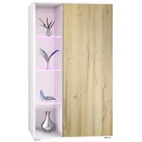 Vladon Vitrine, Eiche, 71.5x134x35 cm, Wohnzimmer, Wohnwände, Vitrinenschränke
