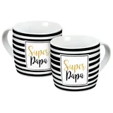 Geda Labels Tasse Super Papa Streifen 0,3 l Schwarz