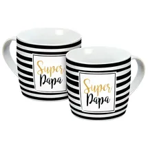 Geda Labels Tasse Super Papa Streifen 0,3 l Schwarz