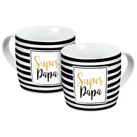Geda Labels Tasse Super Papa Streifen 0,3 l Schwarz