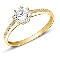 JEWLIX Verlobungsring Solitärring für Damen aus 375er Gelbgold mit Zirkonia VR0459 goldfarben 60