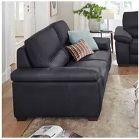 CALIA ITALIA 3-Sitzer Gaia, Sofa im edlen Design und mit erstklassigem Sitzkomfort, aus pflegeleichtem Luxus-Microfaser Ginevra Hydro Care schwarz