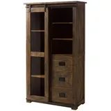 Massivmoebel24 Vitrine Mango 100 x 45 x 175 cm Braun