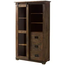 Massivmoebel24 Vitrine Mango 100 x 45 x 175 cm Braun