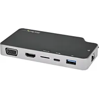 Startech StarTech.com USB-C Adapter - USB-C auf 4K HDMI oder VGA-Video mit 100W Power Delivery Pass-Through, 2-Port-10-Gbit/s USB-Hub, MicroS... - Schwarz/Grau
