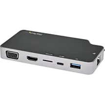 Startech StarTech.com USB-C Adapter - USB-C auf 4K HDMI oder VGA-Video mit 100W Power Delivery Pass-Through, 2-Port-10-Gbit/s USB-Hub, MicroS... - Schwarz/Grau