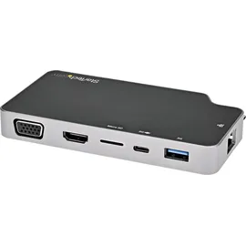 Startech StarTech.com USB-C Adapter - USB-C auf 4K HDMI oder VGA-Video mit 100W Power Delivery Pass-Through, 2-Port-10-Gbit/s USB-Hub, MicroS... - Schwarz/Grau