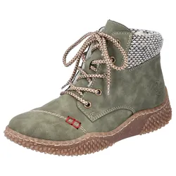 Winterboots RIEKER, Damen, Gr. 38, grün, Lederimitat, Textil, sportlich, Schuhe, mit Ziersteppungen