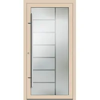 PREMIUM Aluminium-Glas Haustür "VERONIKA" 90 mm Vollglas Hellelfenbein RAL 1015 beidseitig innen öffnend DIN links