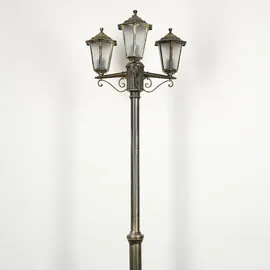 hofstein Wegeleuchte Metall/Glas 3xE27 IP44 ohne Leuchtmittel braun/gold/schwarz