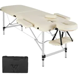 TECTAKE 2 Zonen Massageliege mit Polsterung und Aluminiumgestellbeige