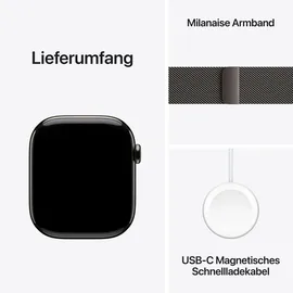 Apple Watch Series 10 GPS + Cellular 46 mm Titangehäuse schiefer Milanaise Armband schiefer S/M