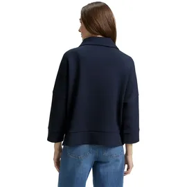 Tom Tailor Damen Boxy Fit Scuba Sweatjacke, blau, Uni, Gr. XL